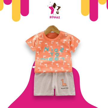 Nice To Meet Printed T-Shirt & Shorts Set