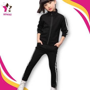 Stripe Fashion Tracksuit - Black