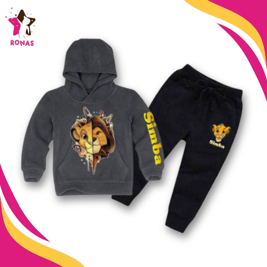 Lion Simba Hoodie With Trouser - Dark Grey