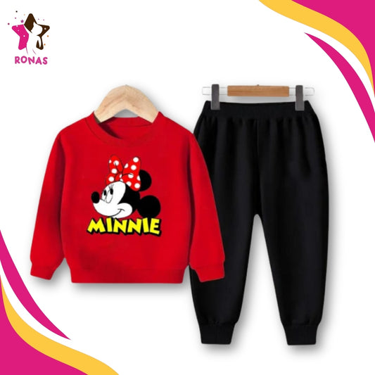 Minnie Mouse Printed Sweatshirt Set - Red