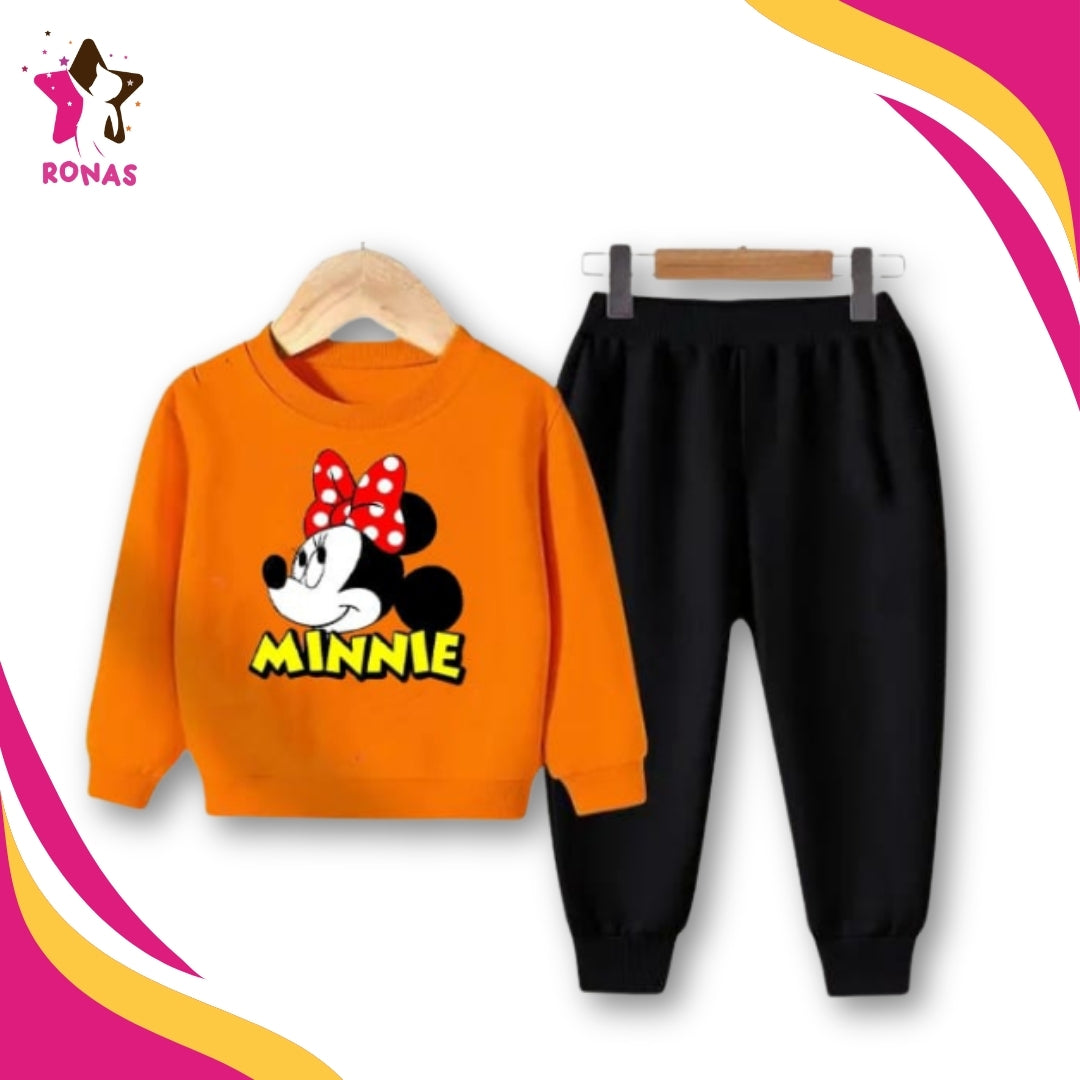 Minnie Mouse Printed Sweatshirt Set - Orange