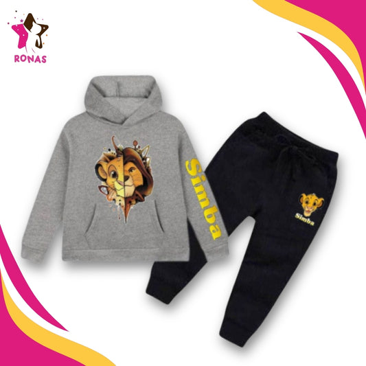 Lion Simba Hoodie With Trouser - Grey