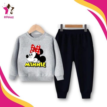 Minnie Mouse Printed Sweatshirt Set - Grey