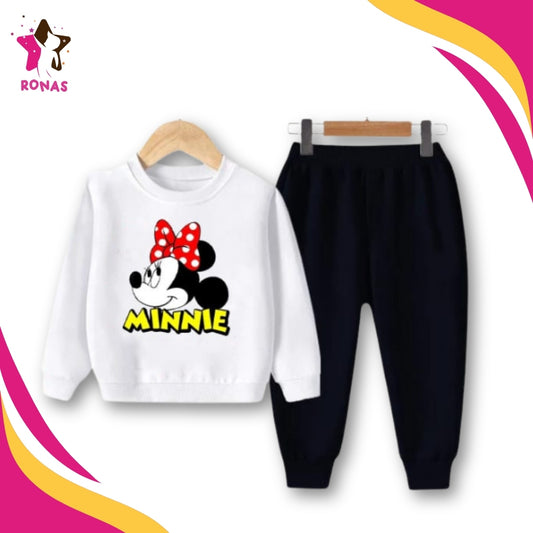 Minnie Mouse Printed Sweatshirt Set - White