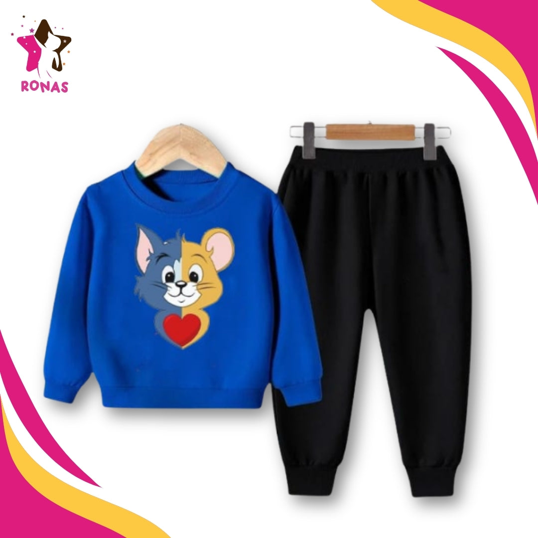 Tom and Jerry Printed Sweatshirt Set - Blue