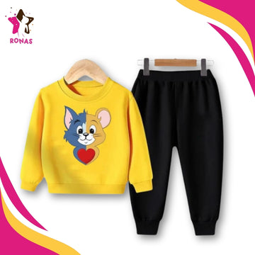 Tom and Jerry Printed Sweatshirt Set - Yellow