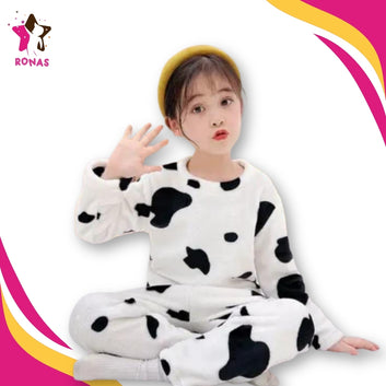 Cow Printed Sweatshirt Set