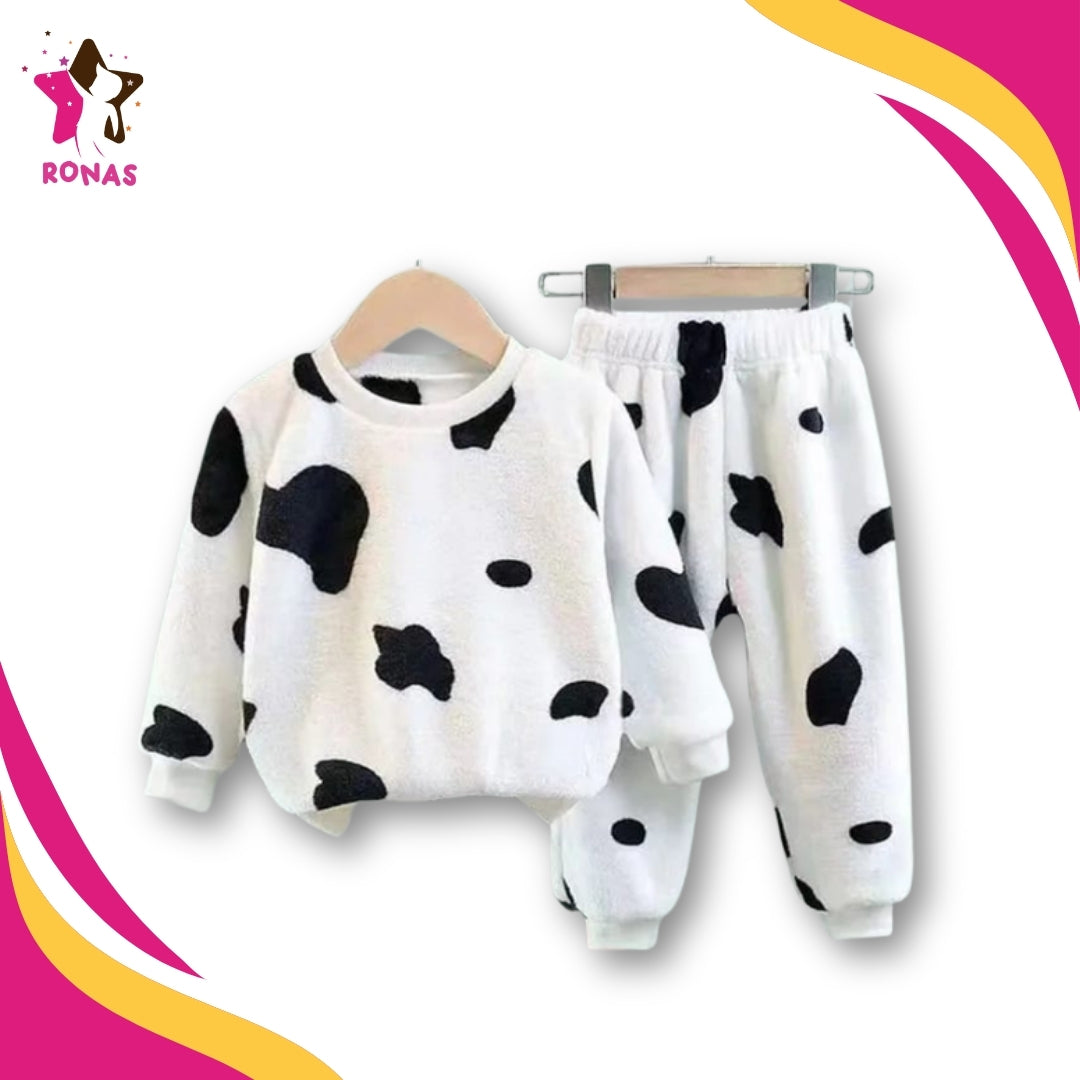 Cow Printed Sweatshirt Set