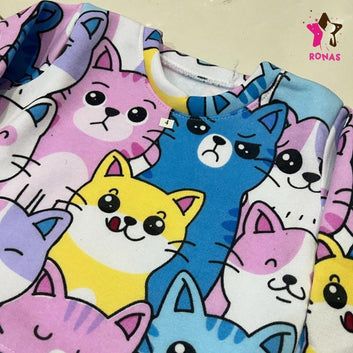 Multi Color Cat Sweatshirt & Pant